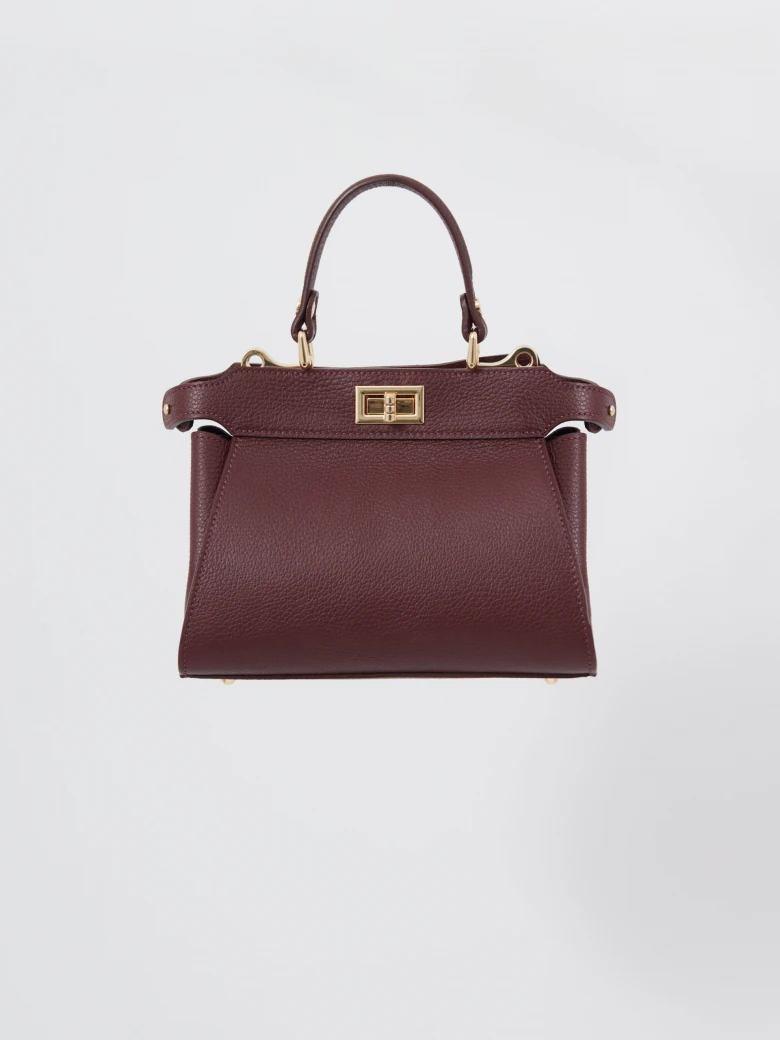 Burgundy leather handbag