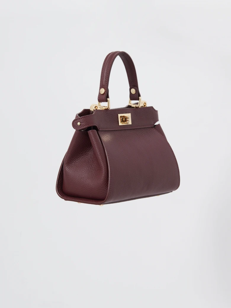 Burgundy leather handbag