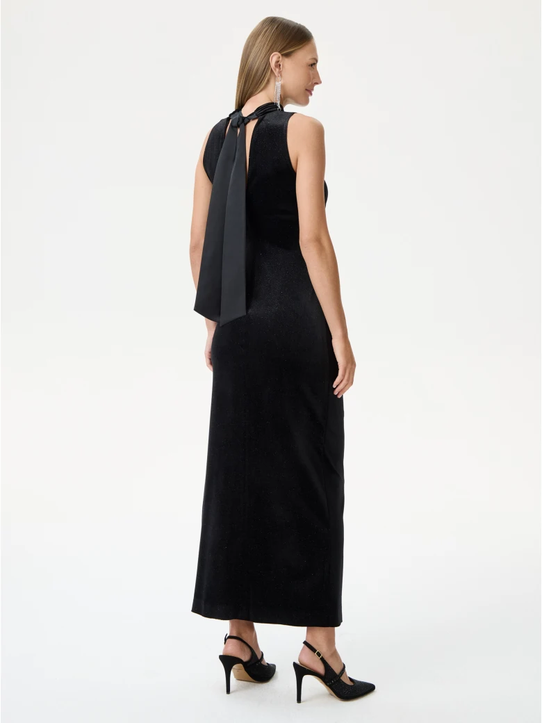 Black maxi dress with a low back