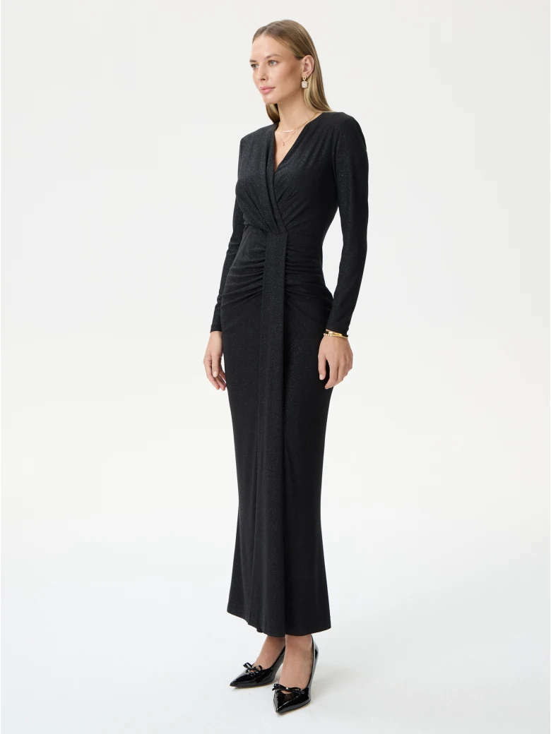Black fitted maxi dress with shine