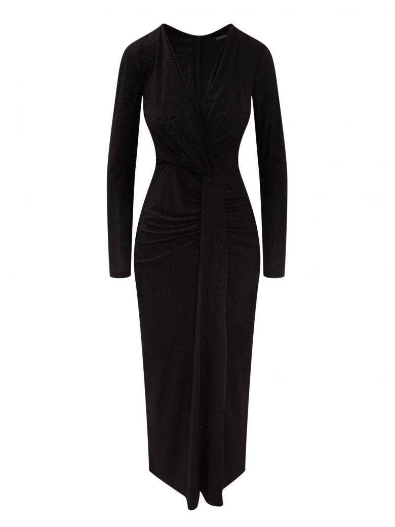 Black fitted maxi dress with shine