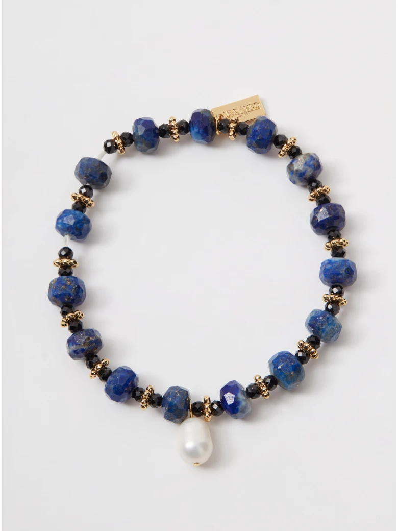 Bransoletka z koralikami lapis lazuli i perłami