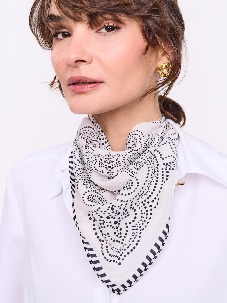 White silk scarf with small dots
