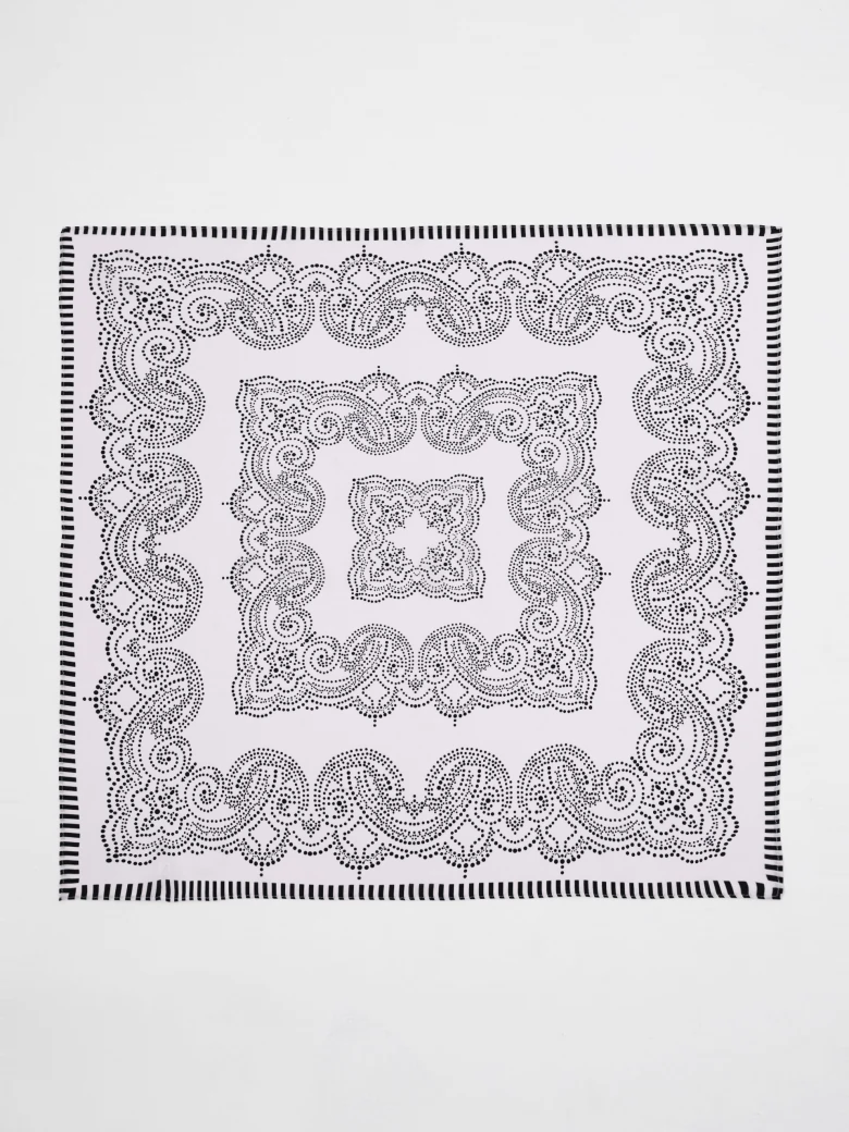 White silk scarf with small dots