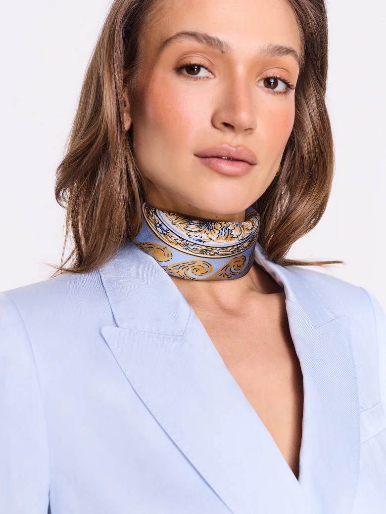 Silk scarf with geometric patterns
