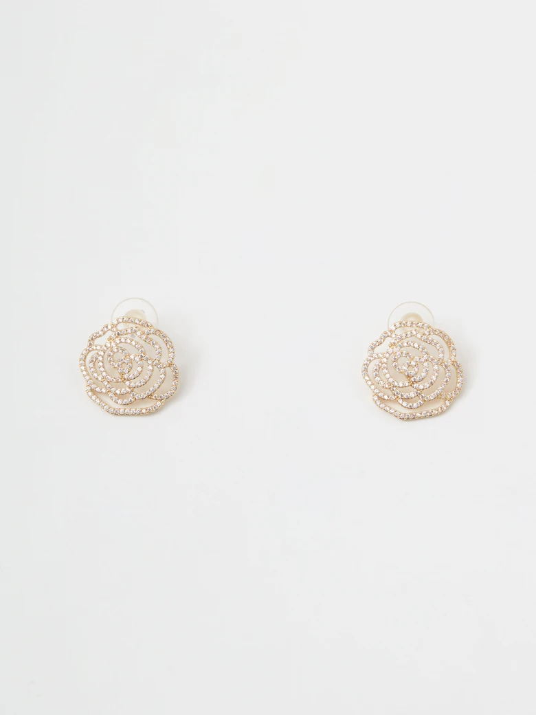Rose-shaped earrings with zirconia stones