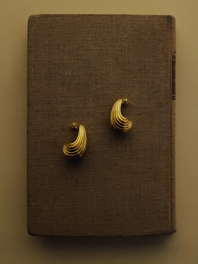 Gold-plated shell-shaped earrings