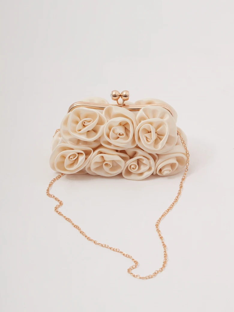 Cream-colored floral clutch