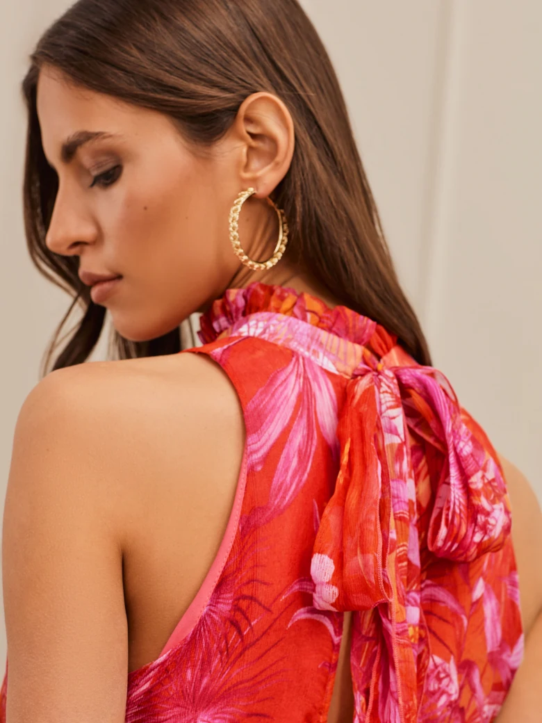 SILK DRESS WITH BINDING ON BACK