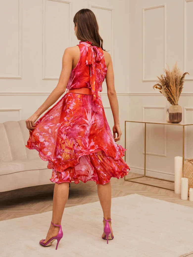 SILK DRESS WITH BINDING ON BACK