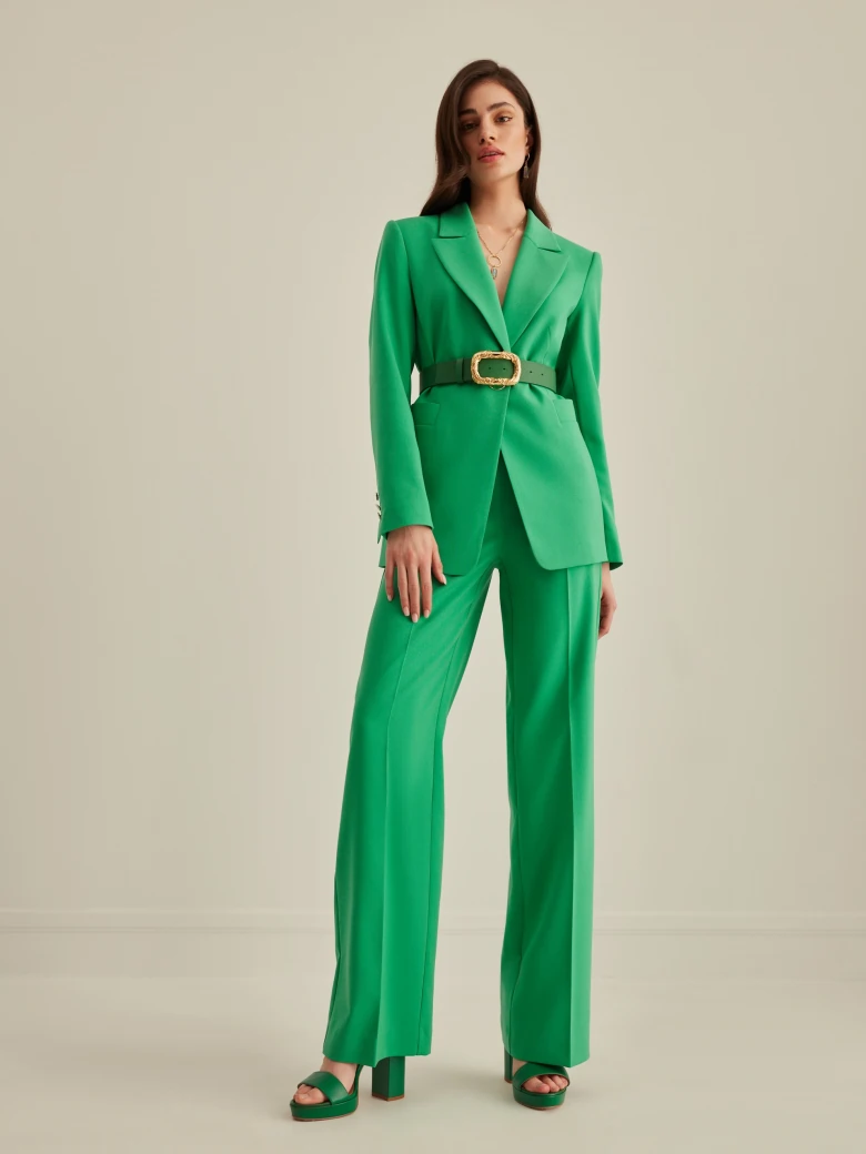 GREEN WIDE-LEG PANTS