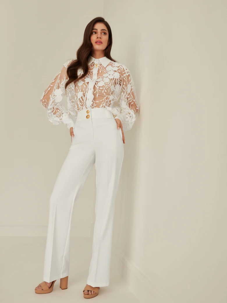 WHITE WIDE-LEG PANTS
