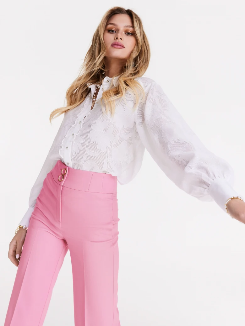 White shirt in openwork fabric