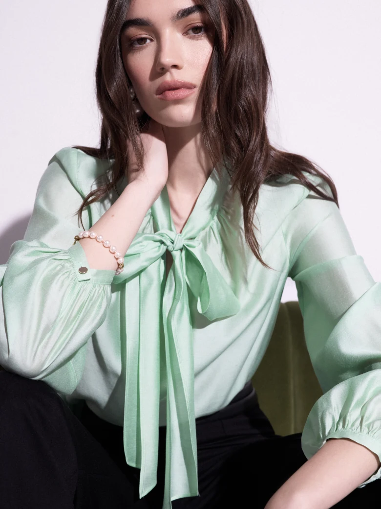 Elegant mint shirt with tie