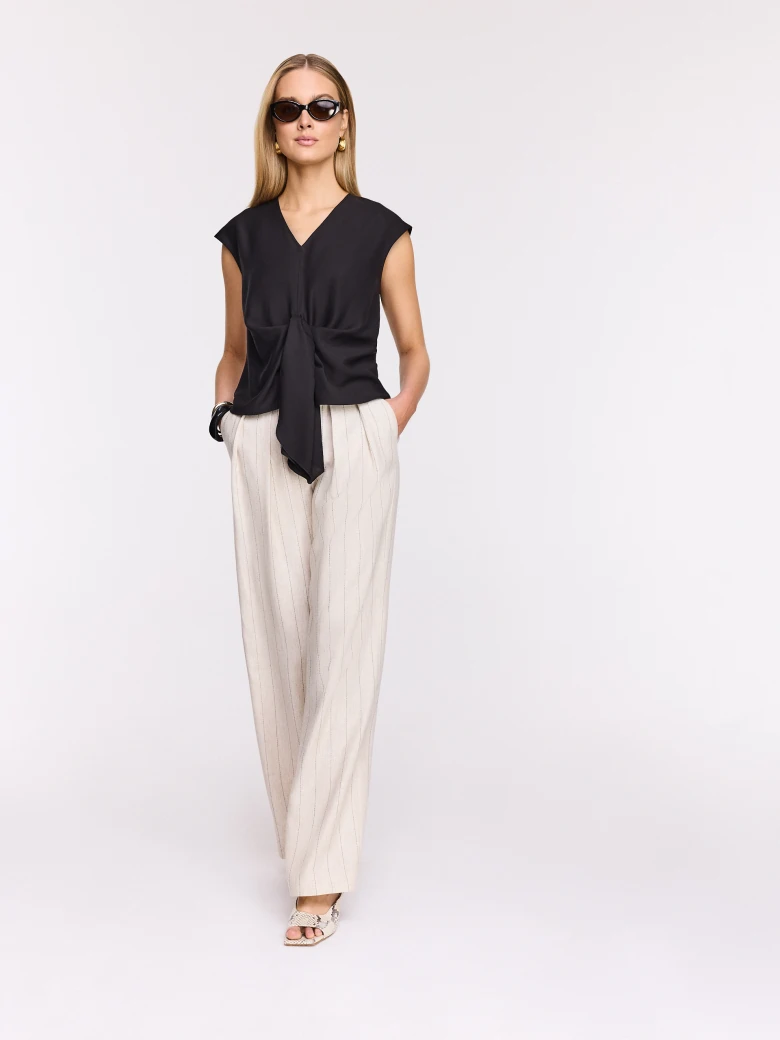 Black blouse with a tie
