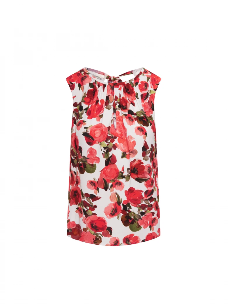 Floral-print blouse with a tie