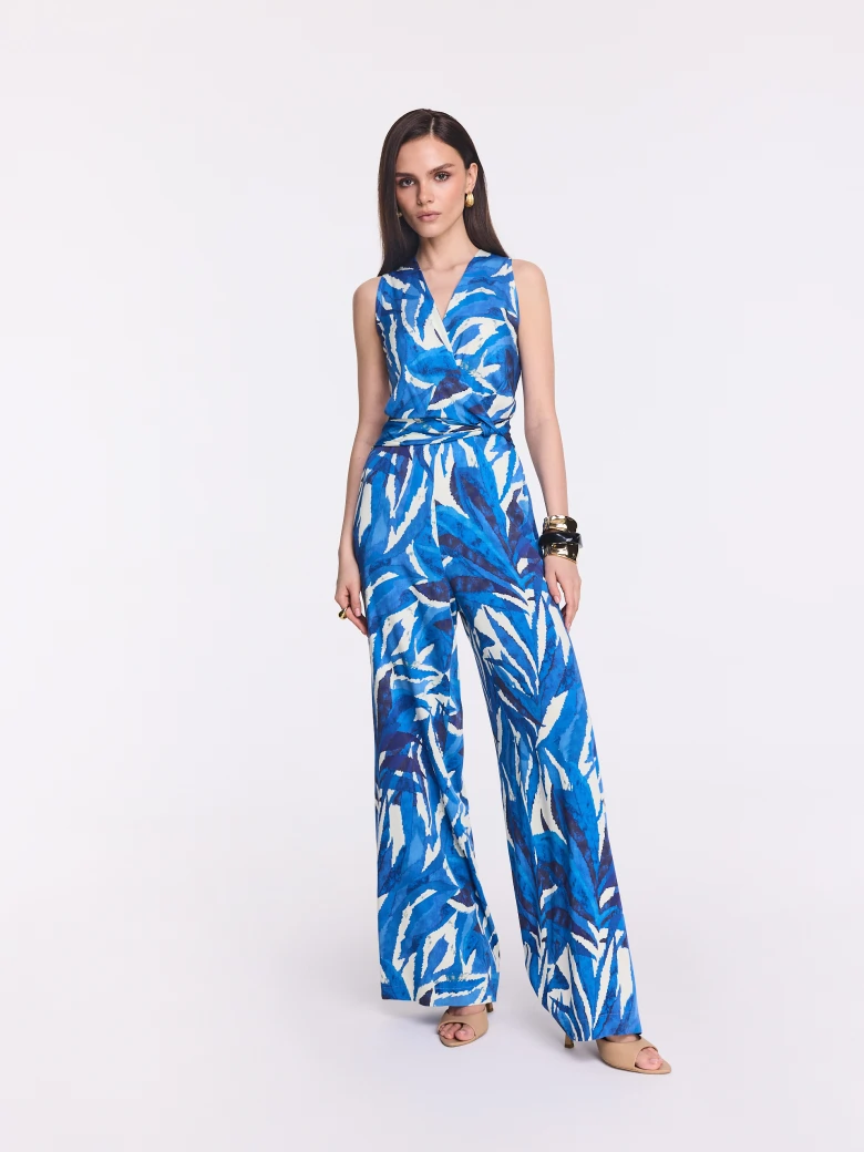 Blue-patterned jumpsuit
