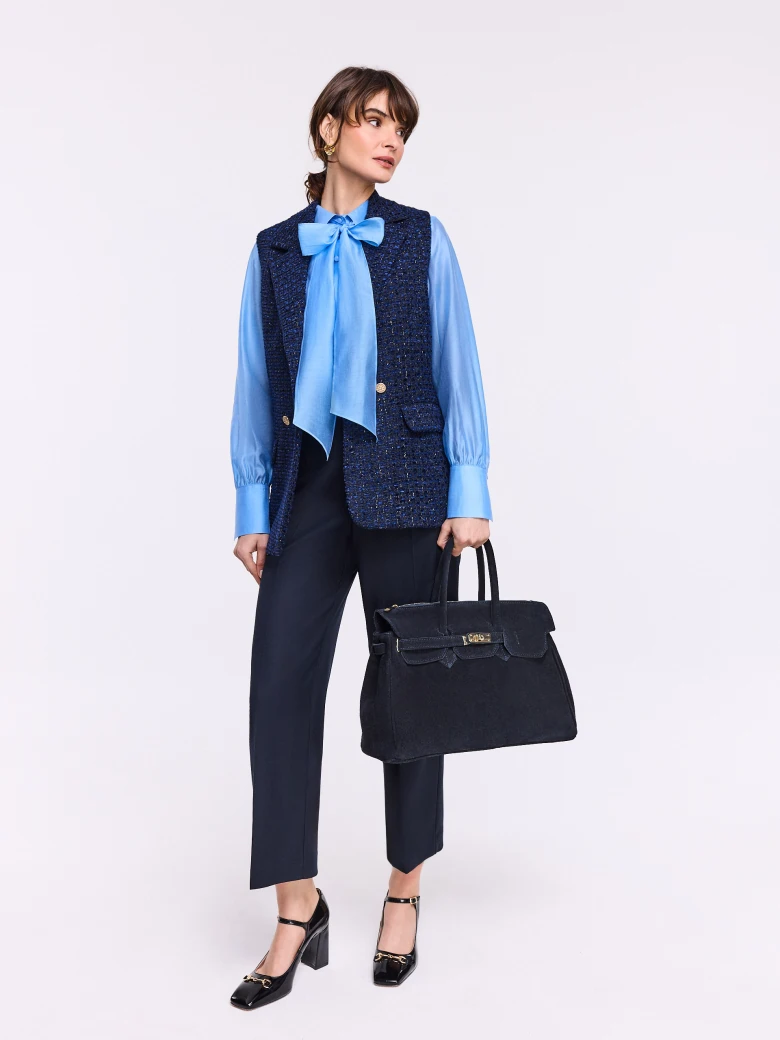 Blue shirt with tie