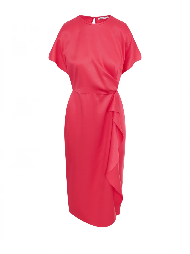 Coral Draped Midi Dress