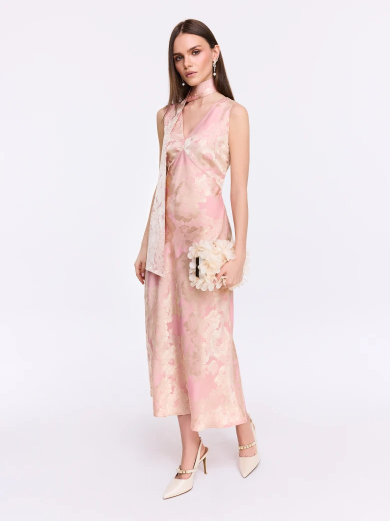 Pink midi dress with light flowers