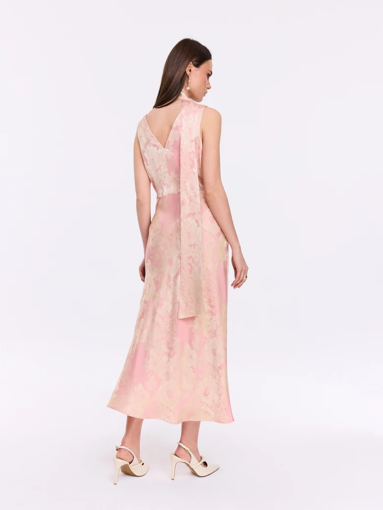 Pink midi dress with light flowers