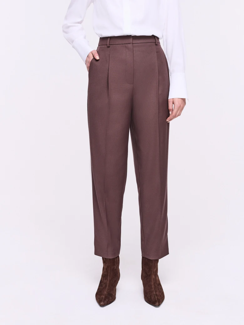 Brown high-waisted suit pants