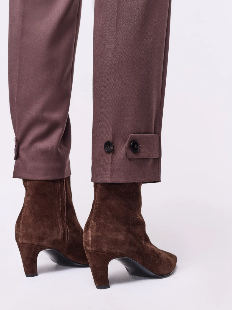 Brown high-waisted suit pants