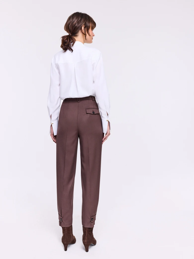 Brown high-waisted suit pants