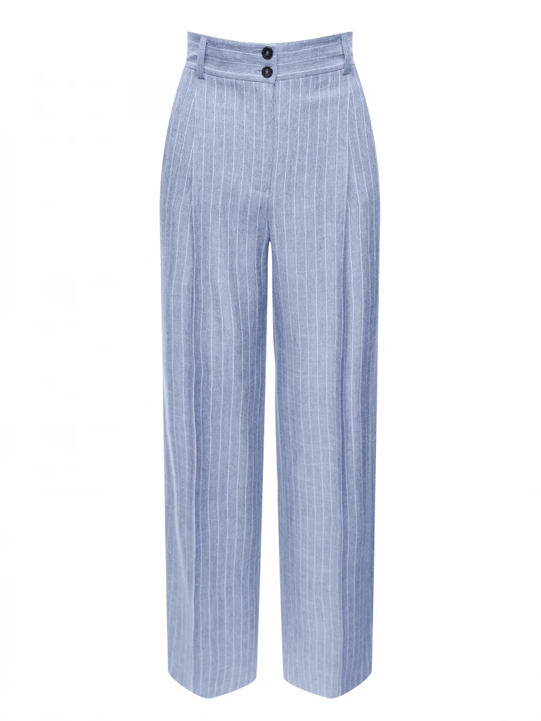High-waisted blue wide-leg pants