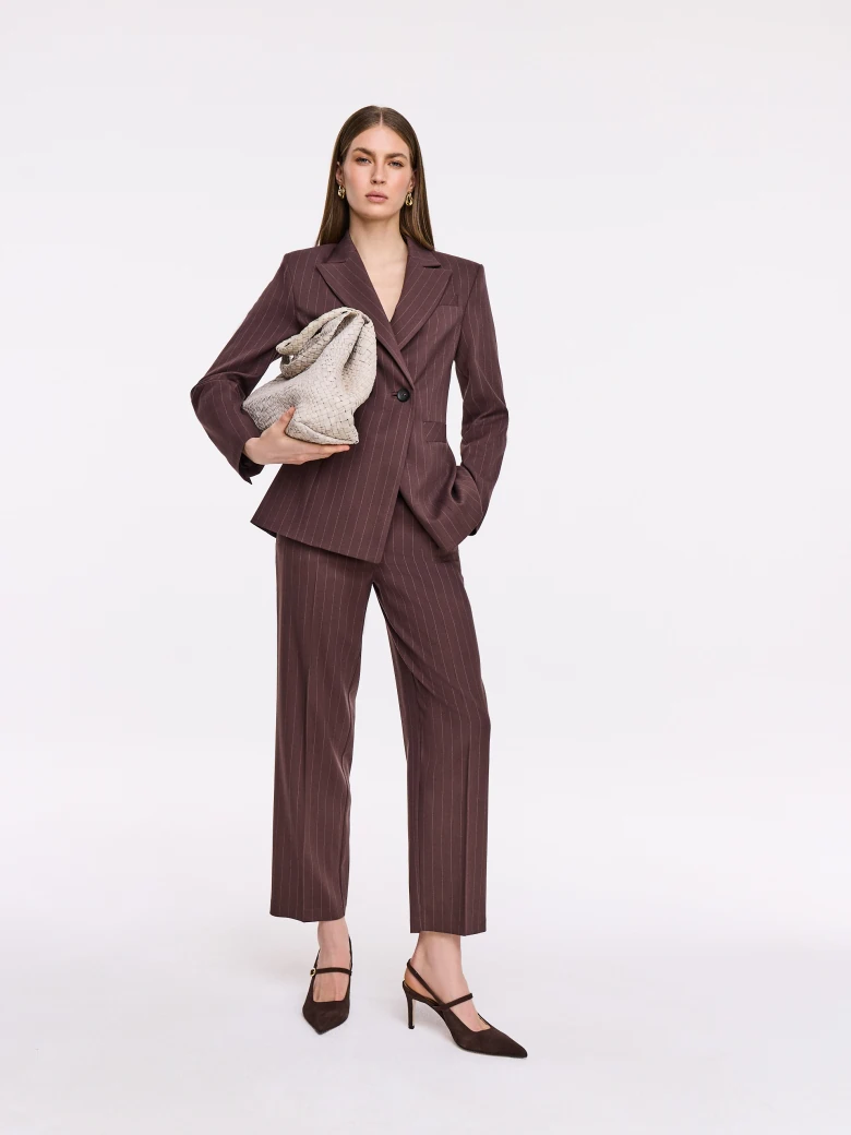 Brown wide-leg suit pants