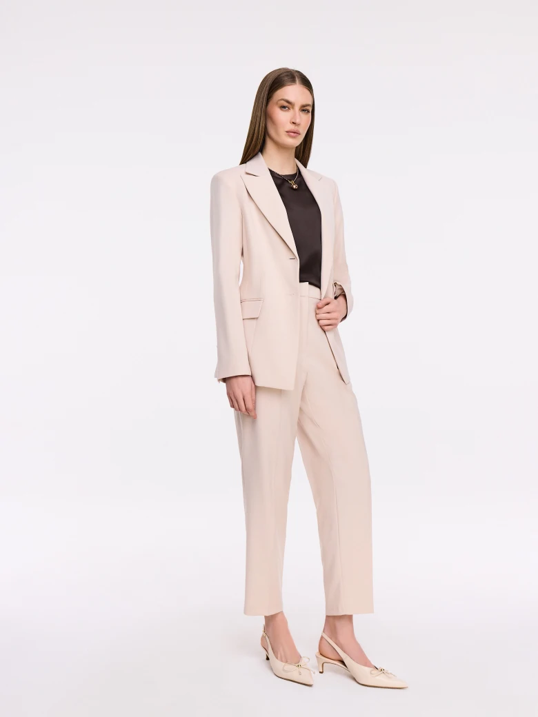 Beige high-waisted cigarette pants