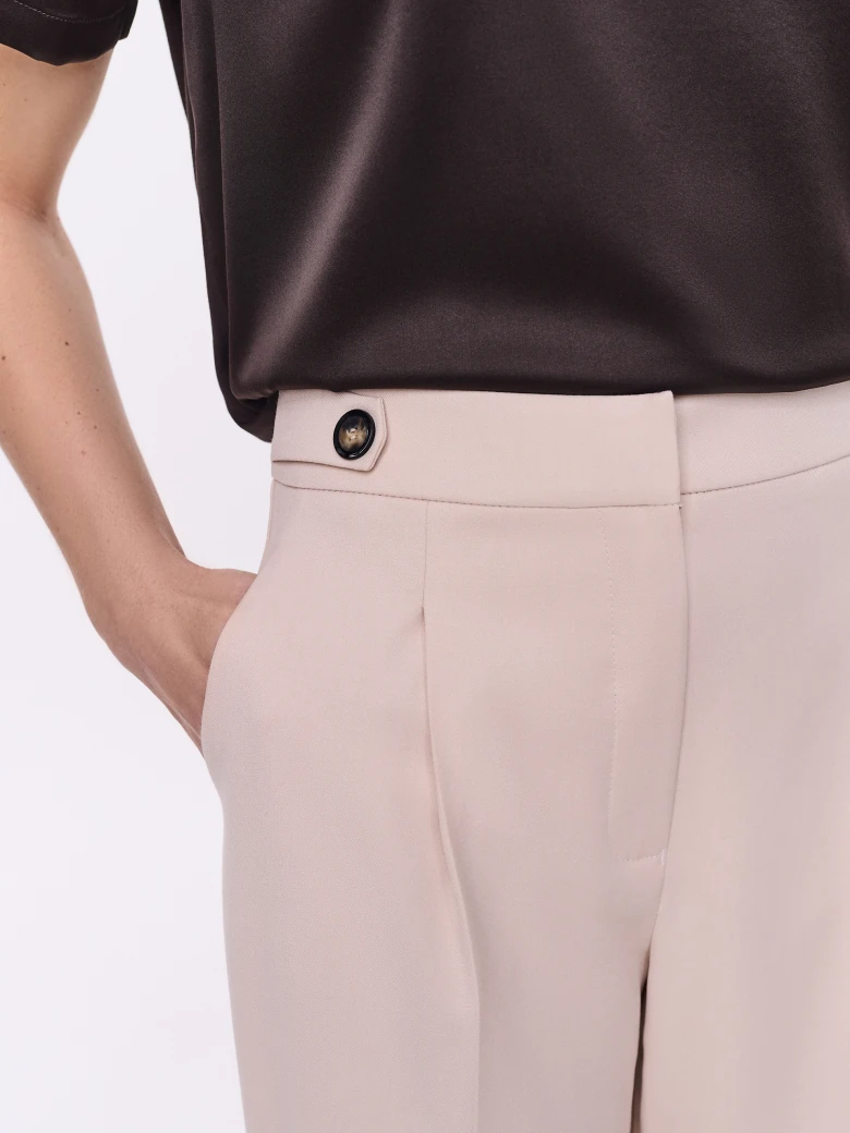 Beige high-waisted cigarette pants