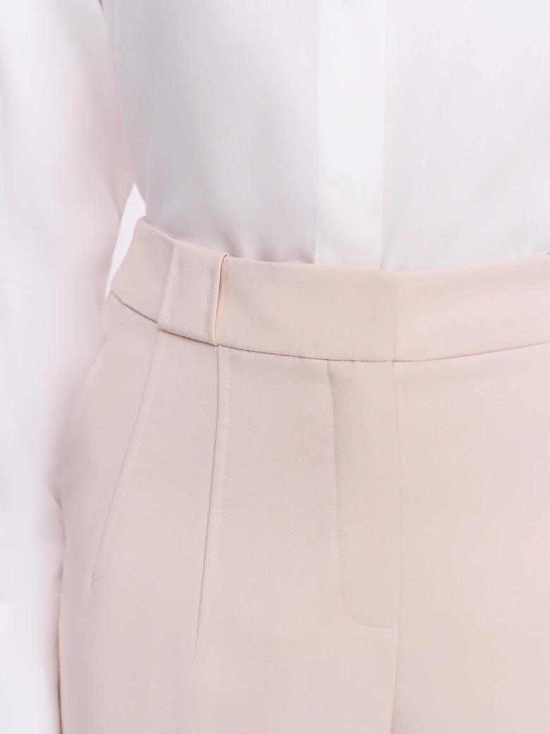 Beige wide-leg suit pants