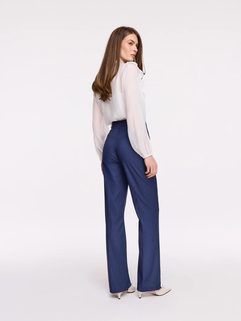 Navy blue pants with straight legs
