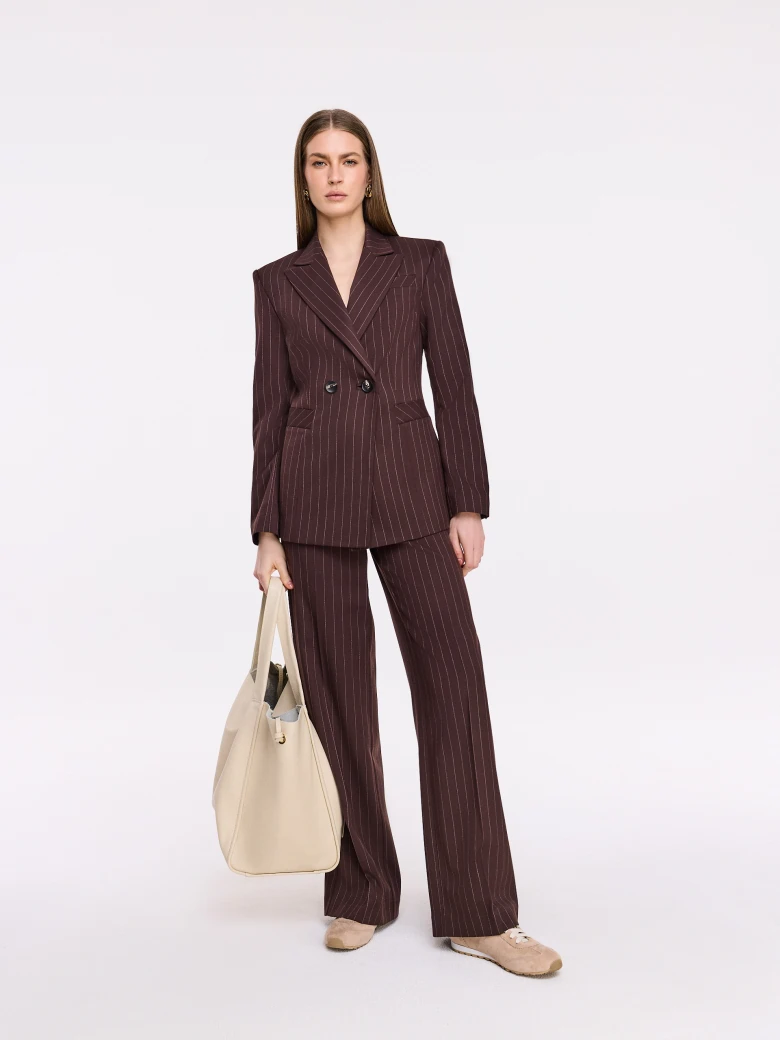 Chocolate pants with delicate stripes