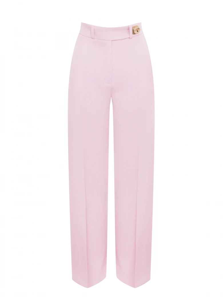 Pink High-Waisted Straight-Leg Trousers