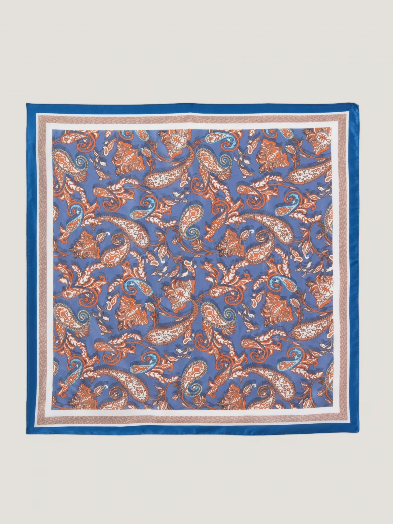 A silk scarf with a paisley pattern