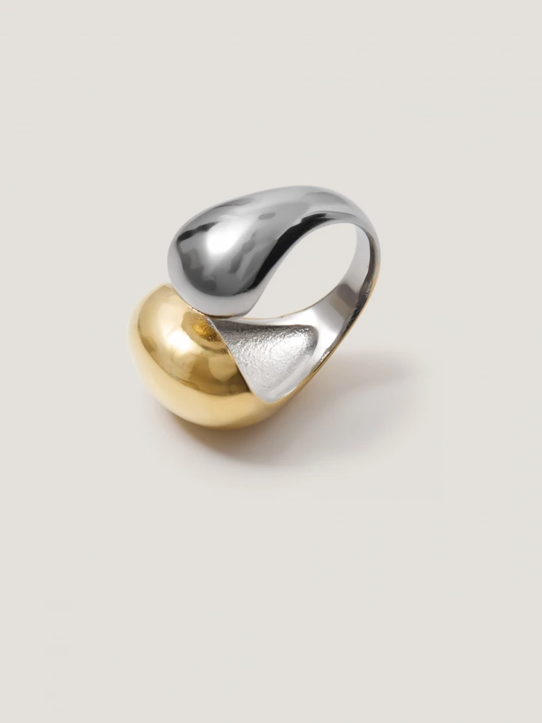 Gold and silver stainless steel ring
