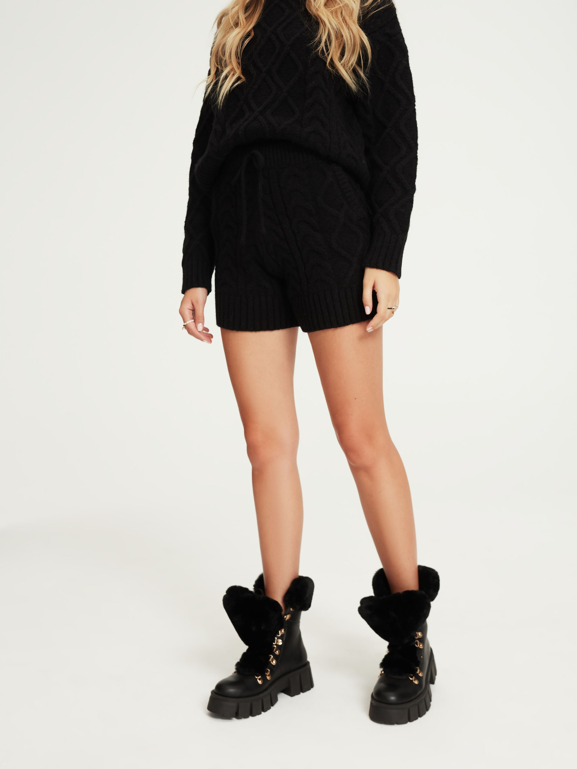 Black knit shorts