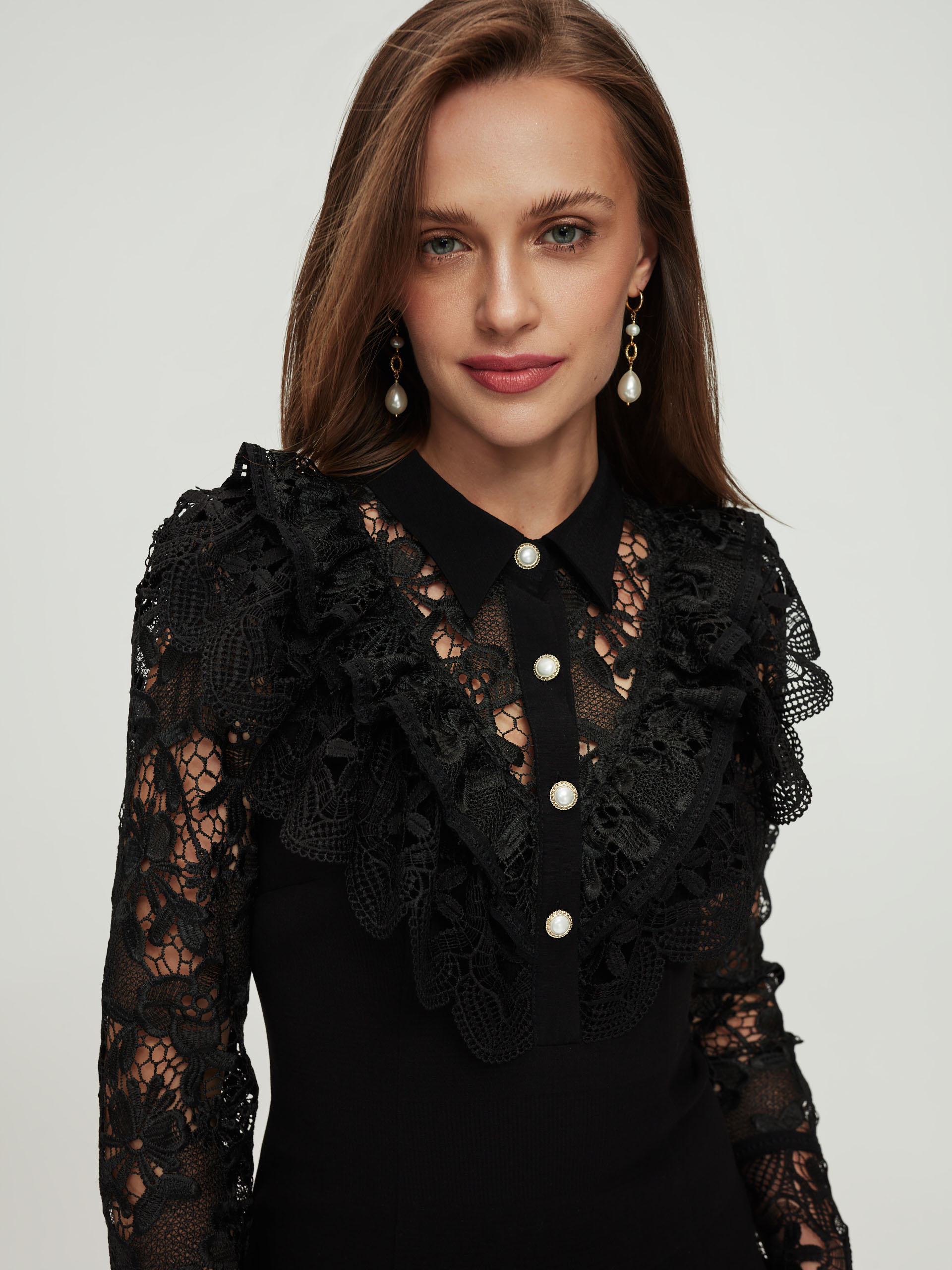 Black dress with lace sleeves