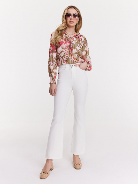 Cotton white high-waisted pants