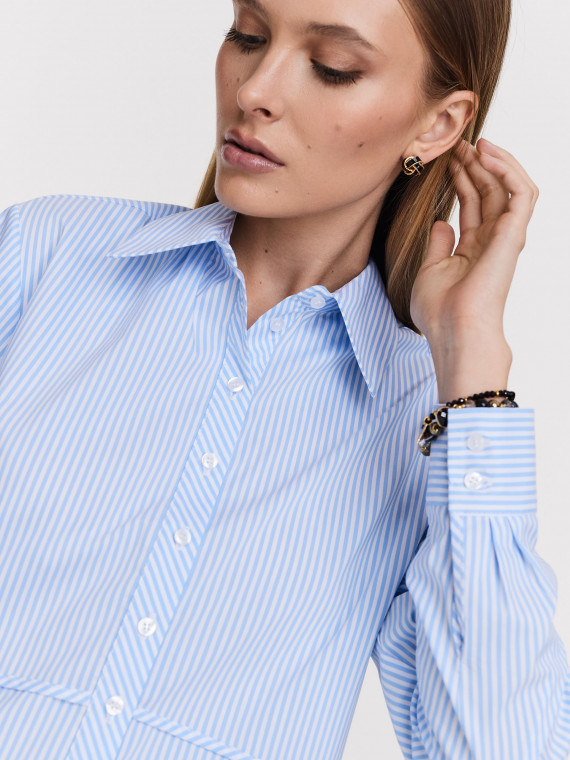 White shirt with blue stripes