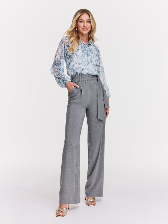 Grey viscose pants with loose legs