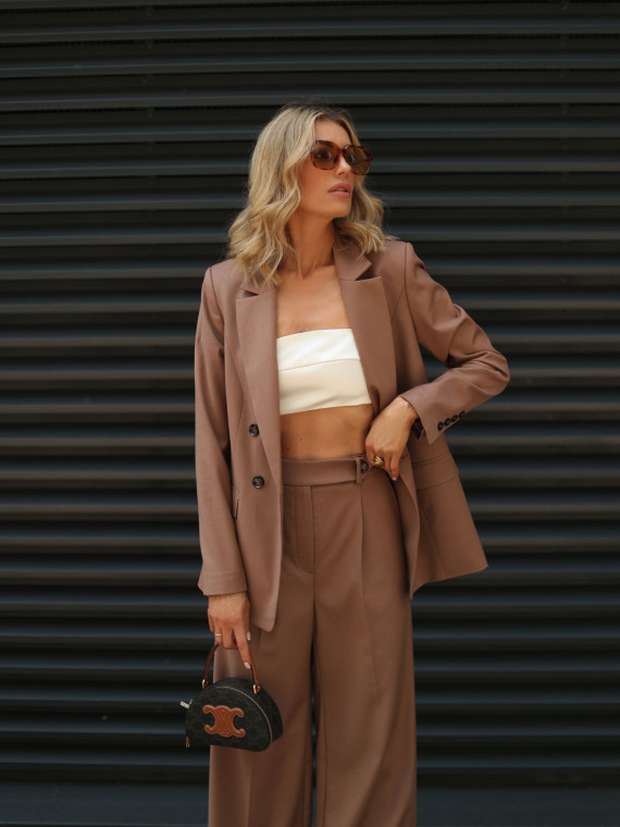 Beige double-breasted blazer