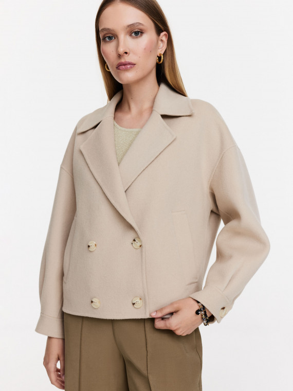 Short wool jacket in beige color