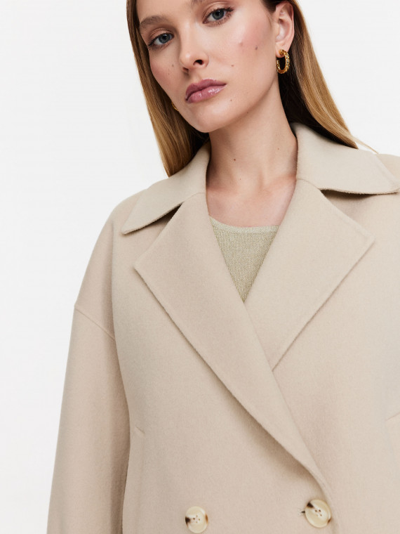 Short wool jacket in beige color