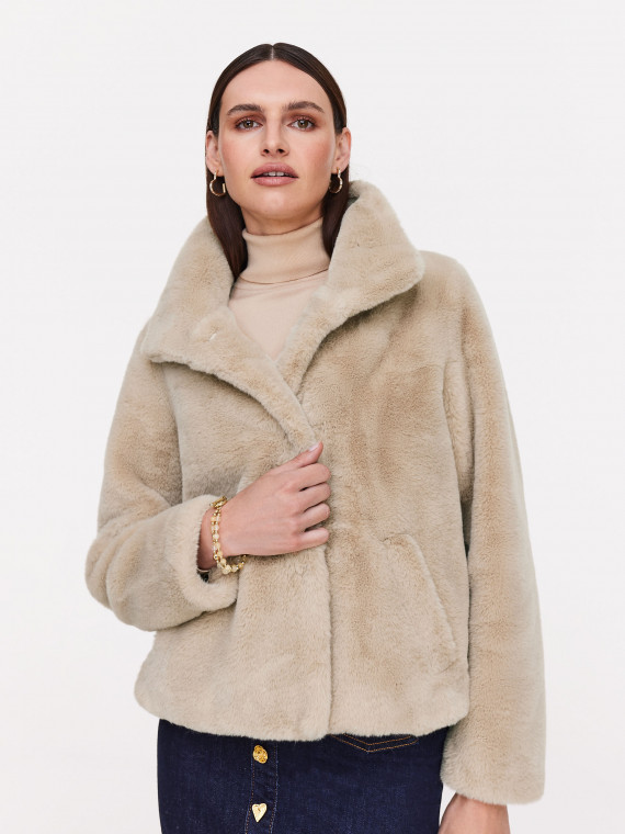 Beige imitation fur jacket