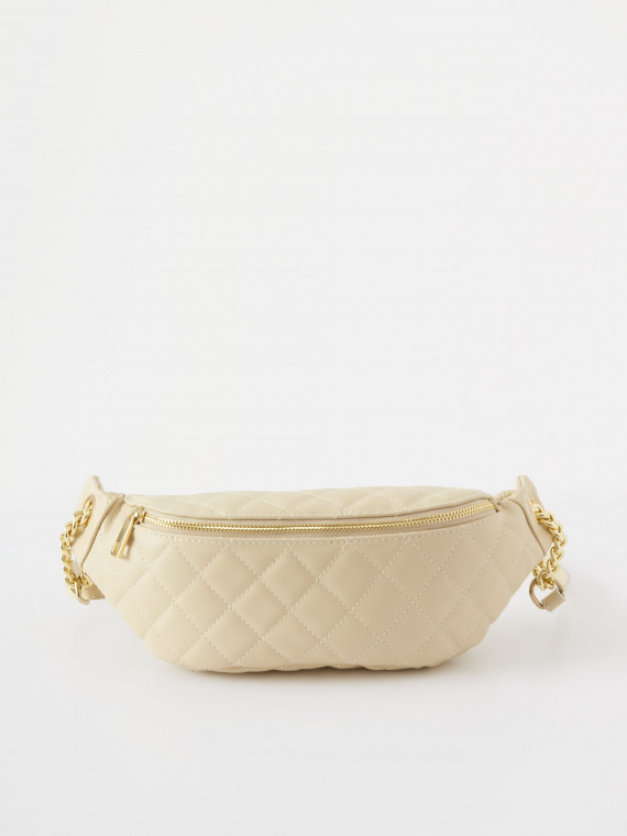 Leather quilted kidney bag