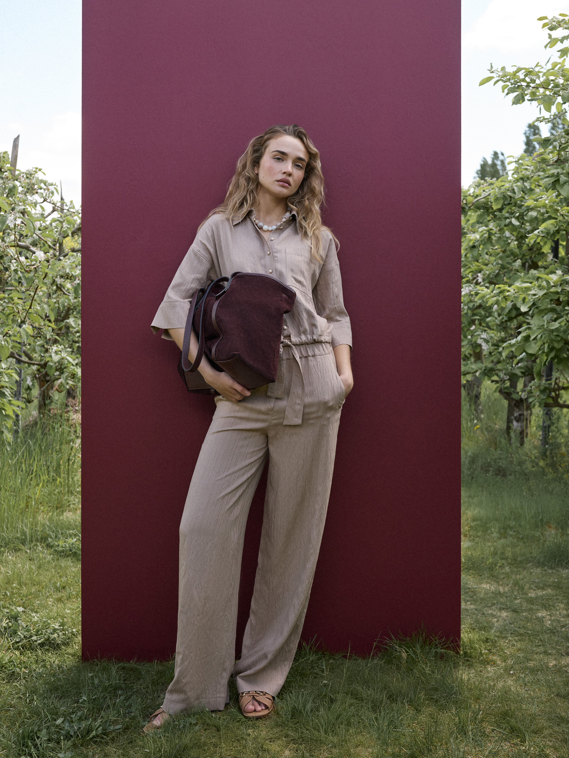 Bordowa torba shopper ze skóry naturalnej